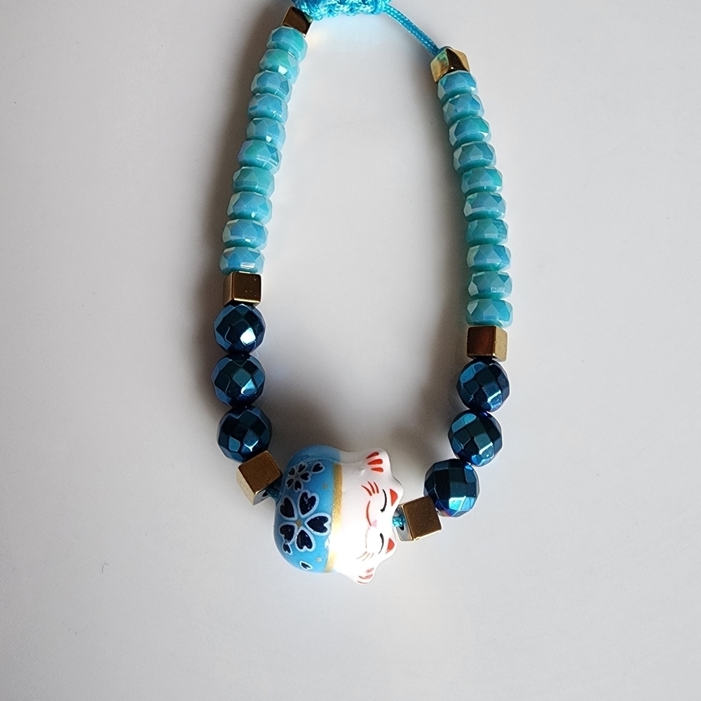 Blue Beaded Hematite Bracelet